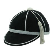 Black honours cap with silver trim