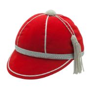 Red honours cap with silver trim